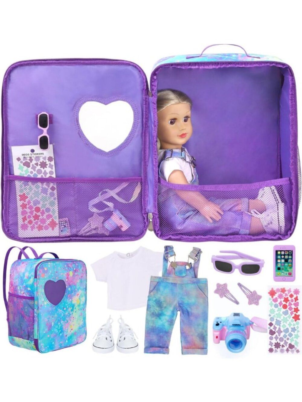 18-Inch Doll Travel Carrier Backpack with Clothes & Accessories - Perfect Gift!